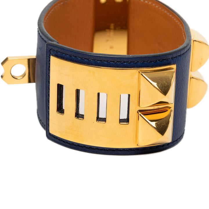 Hermès plaqué Collier de Chien Bracelet Cuir Swift