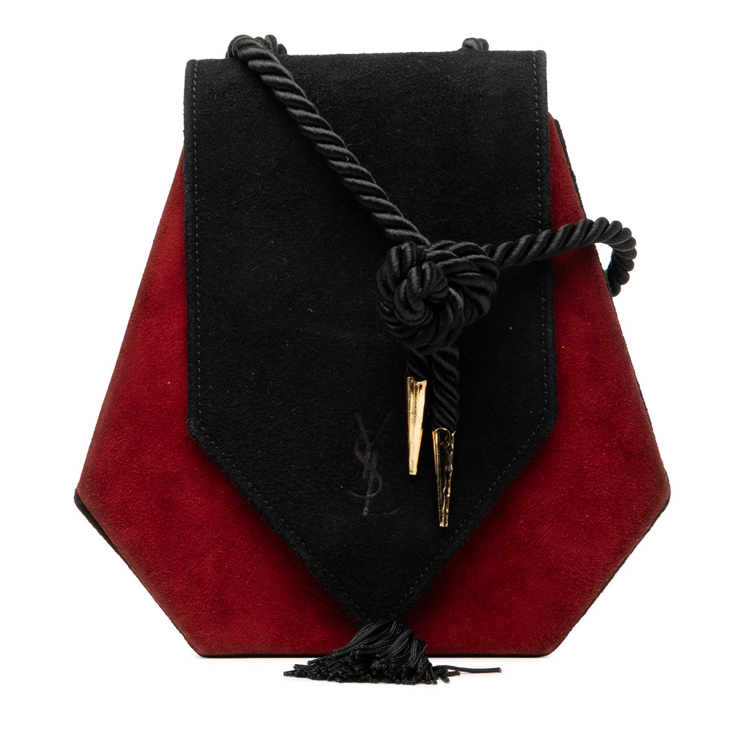 Saint Laurent Bicolor Daim Pompon Sac porté croisé