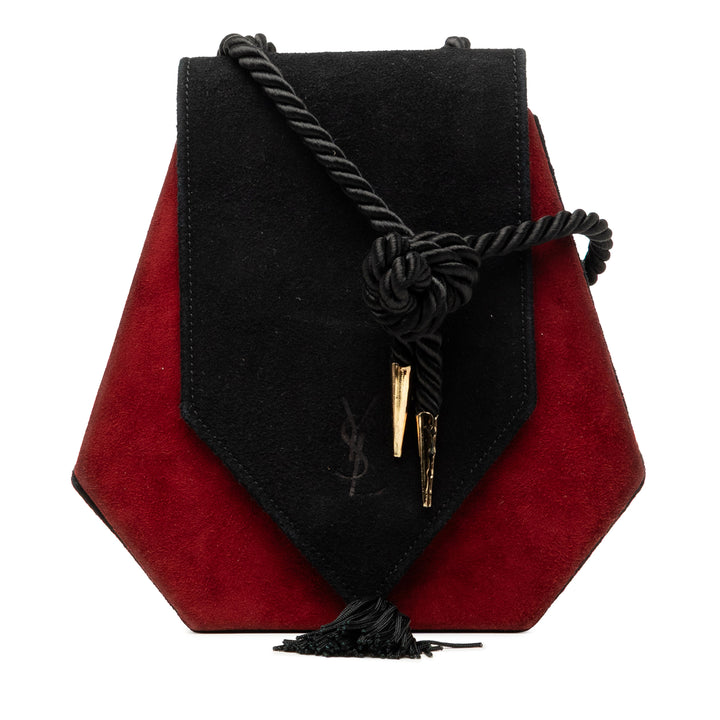 Saint Laurent Bicolor Daim Pompon Sac porté croisé