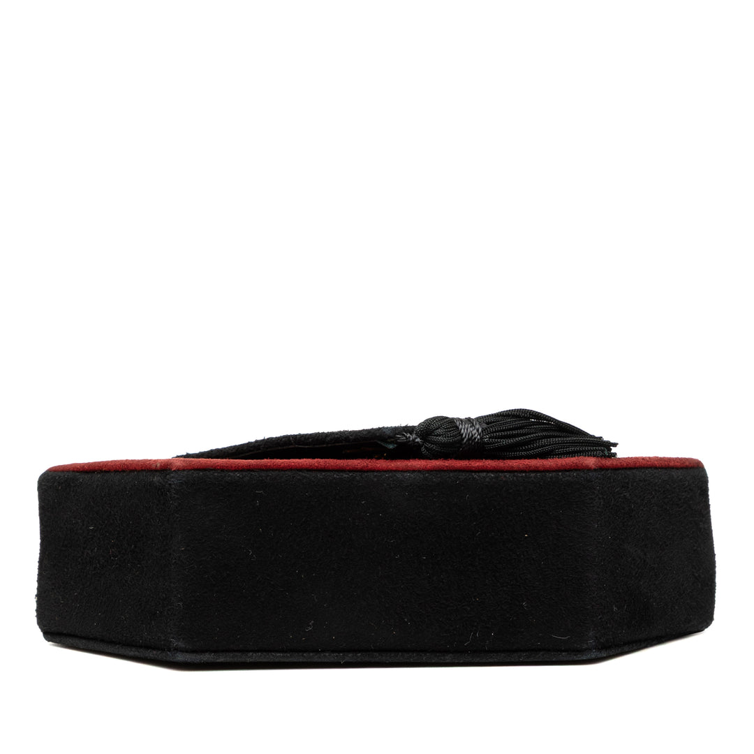Saint Laurent Bicolor Daim Pompon Sac porté croisé