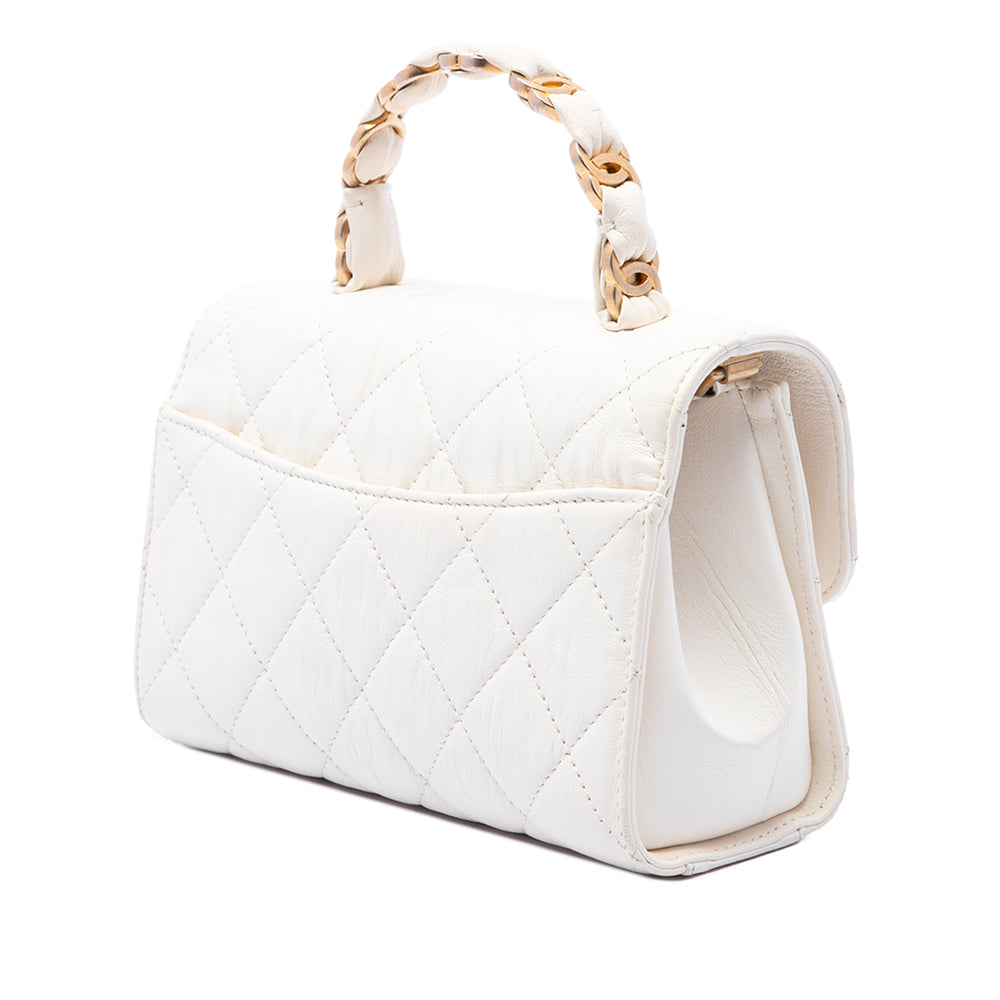 Chanel Sac à main Matelassé Froissé CC Links à rabat Mini Cuir d'agneau Blanc – vue 2 – GABY PARIS