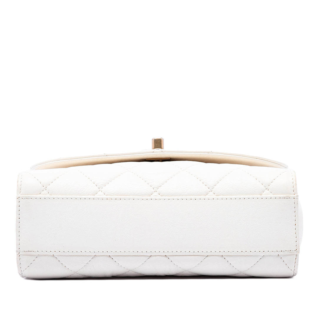Chanel Sac à main Matelassé Froissé CC Links à rabat Mini Cuir d'agneau Blanc – vue 3 – GABY PARIS