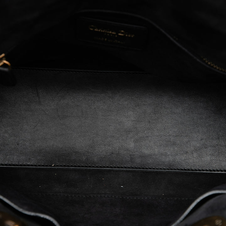 Dior Lady Dior Cannage clouté Souple Moyen Cuir d'agneau Noir