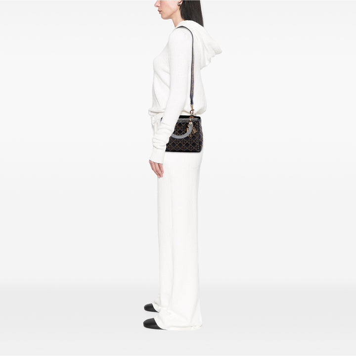 Dior Lady Dior Cannage clouté Souple Moyen Cuir d'agneau Noir