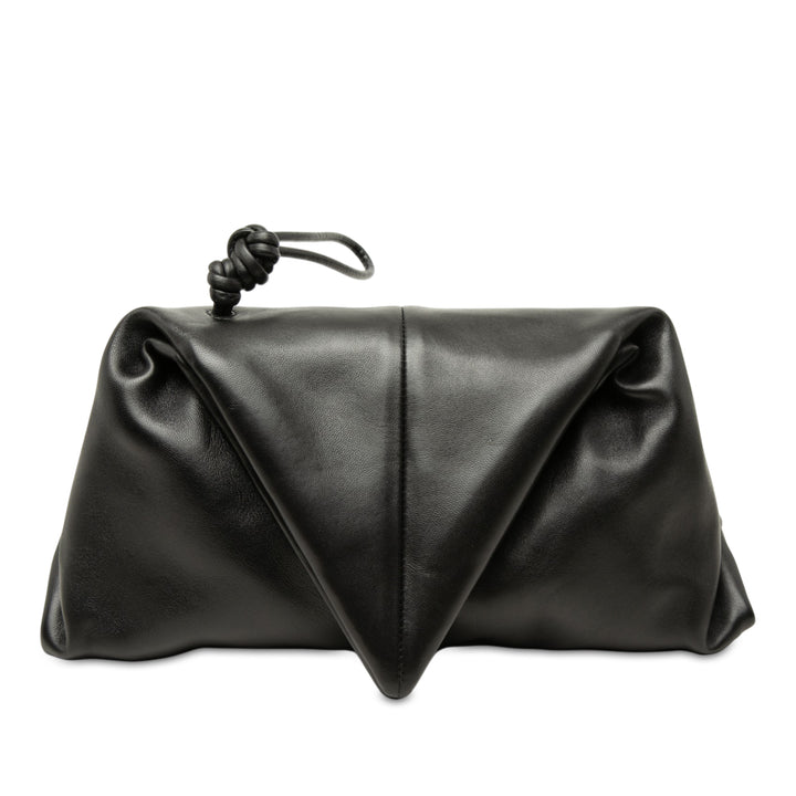 Trine Fold Over Pochette Cuir d'agneau Noir