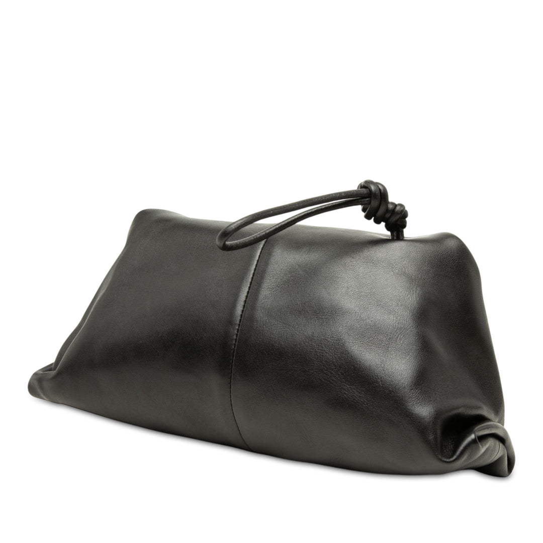 Trine Fold Over Pochette Cuir d'agneau Noir