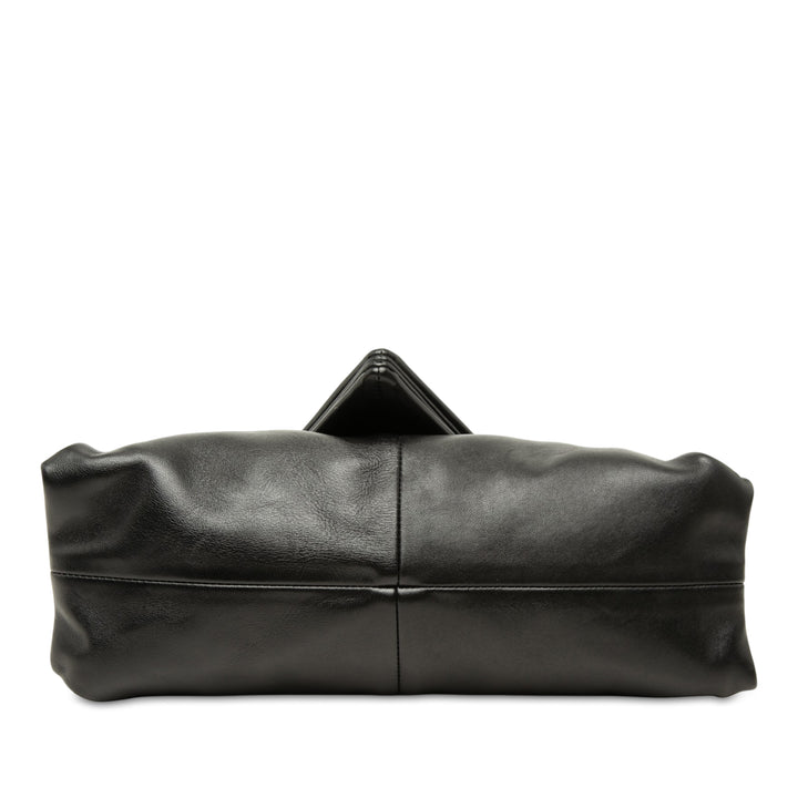 Trine Fold Over Pochette Cuir d'agneau Noir