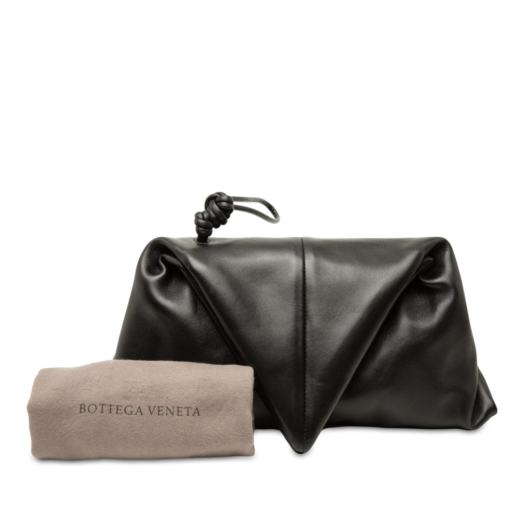 Trine Fold Over Pochette Cuir d'agneau Noir