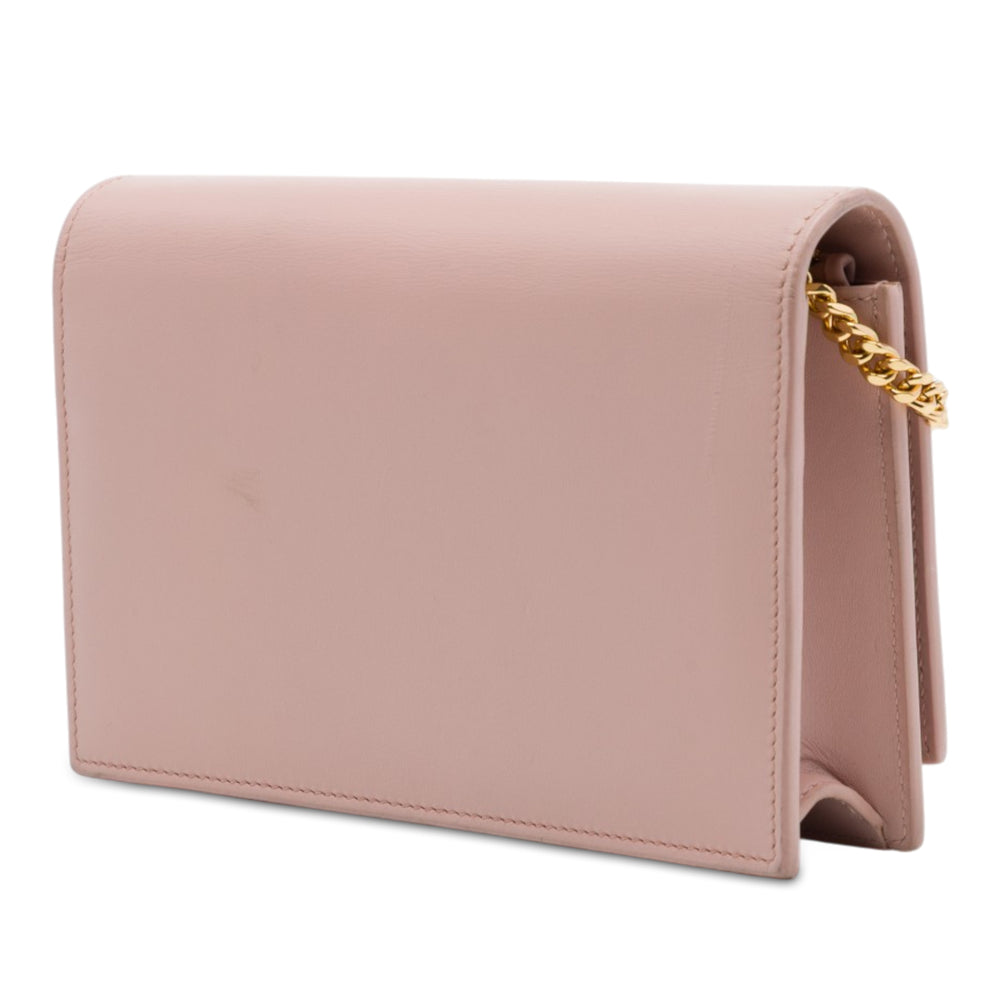 Saint Laurent Kate Pompon Wallet on Chain Cuir de veau lisse Rose – vue 2 – GABY PARIS