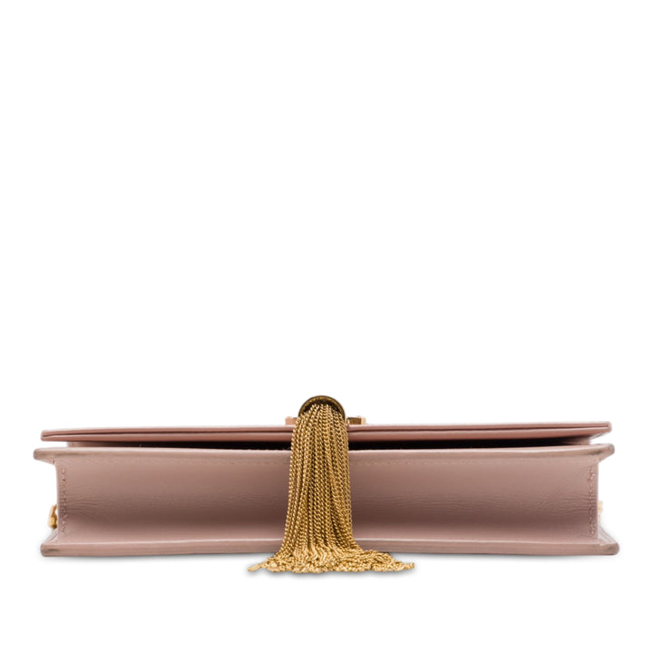 Saint Laurent Kate Pompon Wallet on Chain Cuir de veau lisse Rose – vue 3 – GABY PARIS