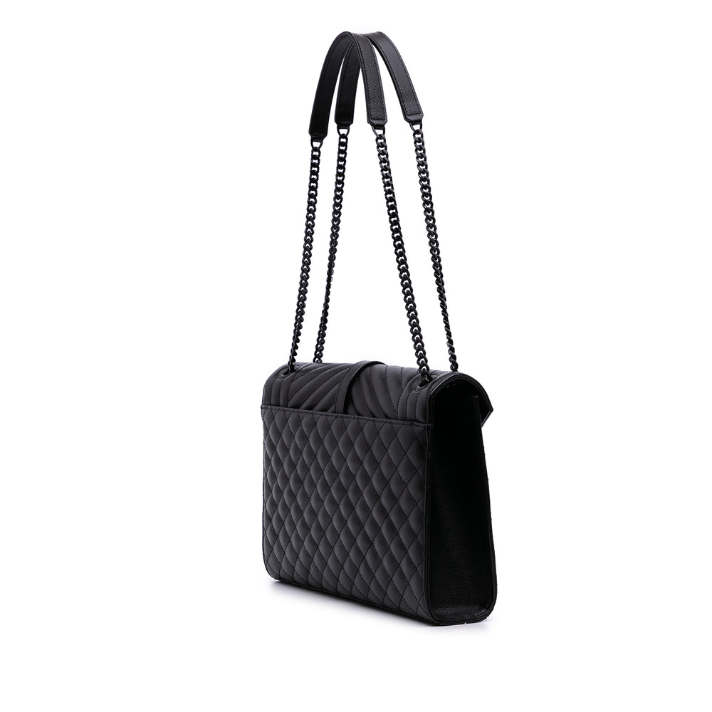 Saint Laurent Large Grain De Poudre Triquilt Monogram Envelope Bag Noir – GABY PARIS Authentique