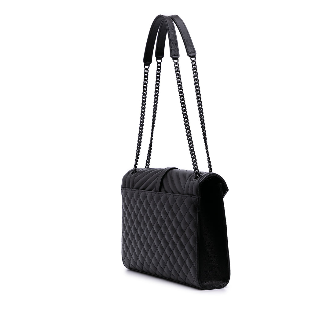 Saint Laurent Large Grain De Poudre Triquilt Monogram Envelope Bag Noir – GABY PARIS Authentique