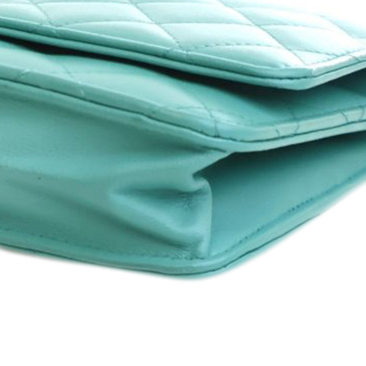 Chanel CC Quilted Cuir d’agneau Wallet On Chain Bleu