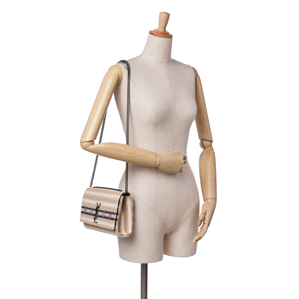 Medium Berber Canvas Classic Monogram Kate Crossbody Brown - Gaby Paris