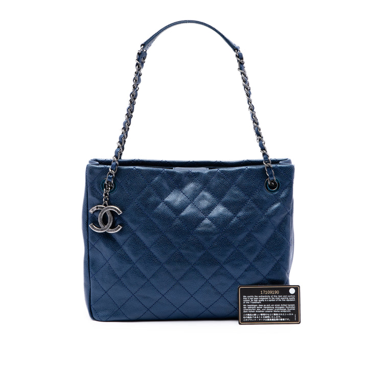 Chanel Matelassé Irisé Chic Cabas Moyen Cuir caviar Bleu – vue 7 – GABY PARIS
