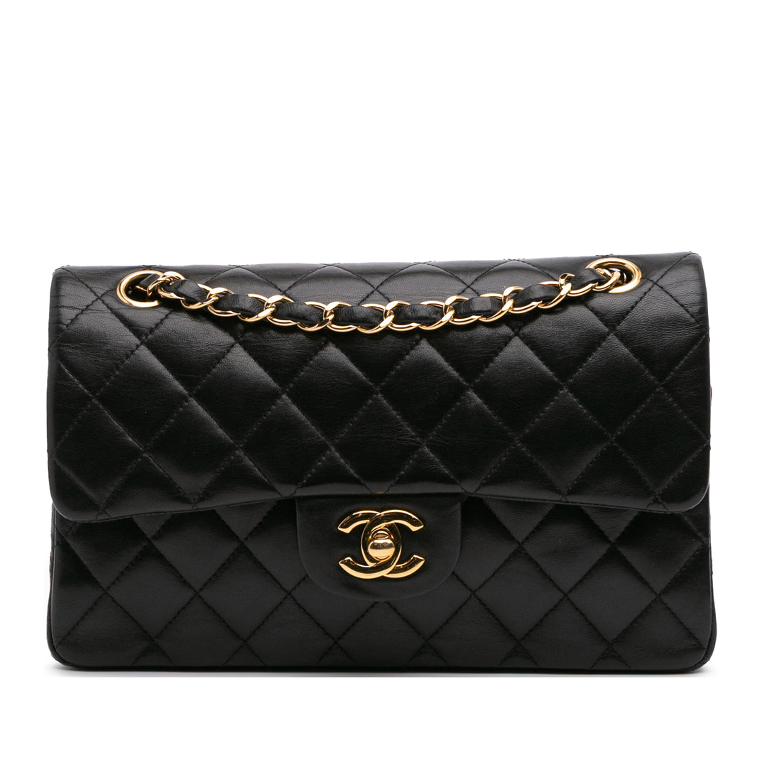 Small Classic Lambskin Double Flap Black - Gaby Paris