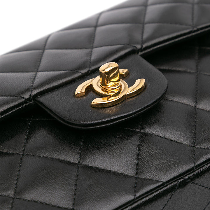 Small Classic Lambskin Double Flap Black - Gaby Paris