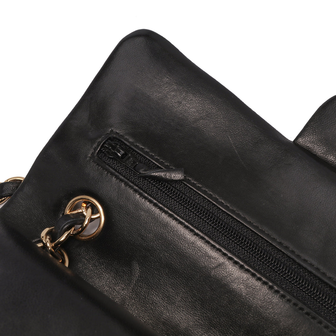 Small Classic Lambskin Double Flap Black - Gaby Paris