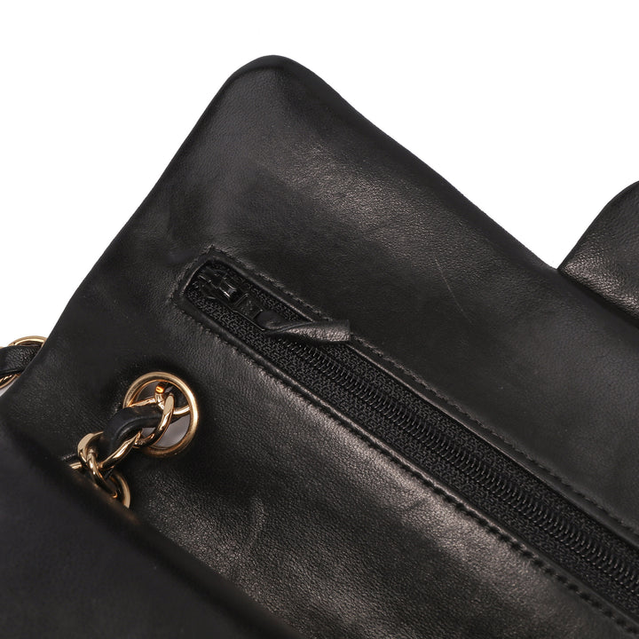 Small Classic Lambskin Double Flap Black - Gaby Paris