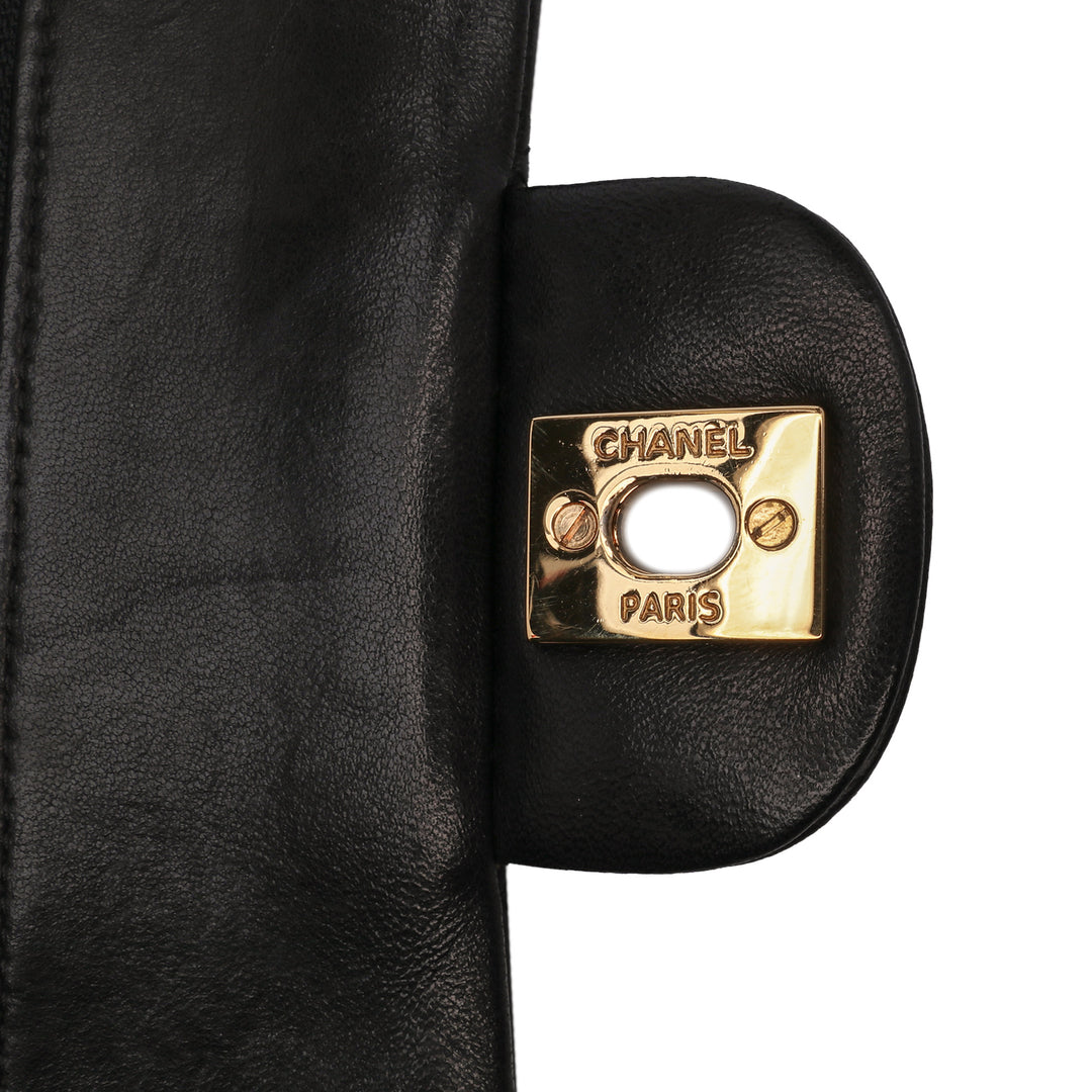 Small Classic Lambskin Double Flap Black - Gaby Paris
