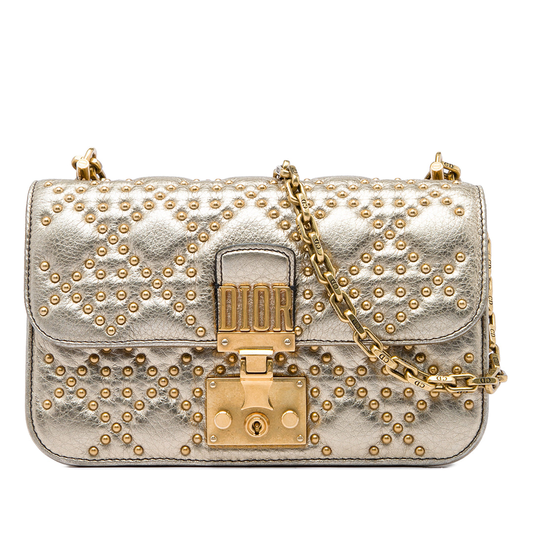 clouté Métallisé DiorAddict Wallet on Chain Cuir d'agneau Doré