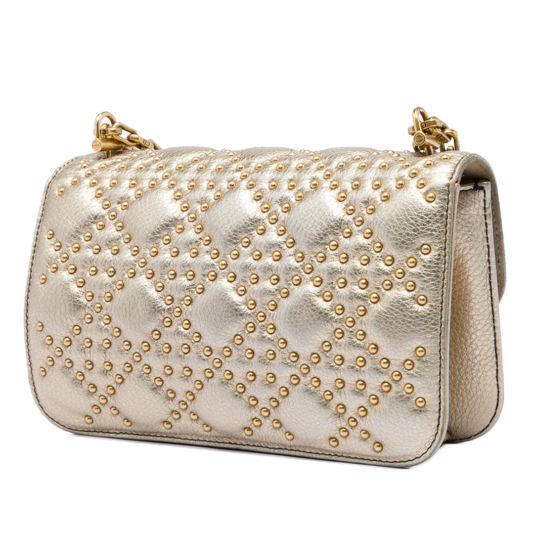 clouté Métallisé DiorAddict Wallet on Chain Cuir d'agneau Doré