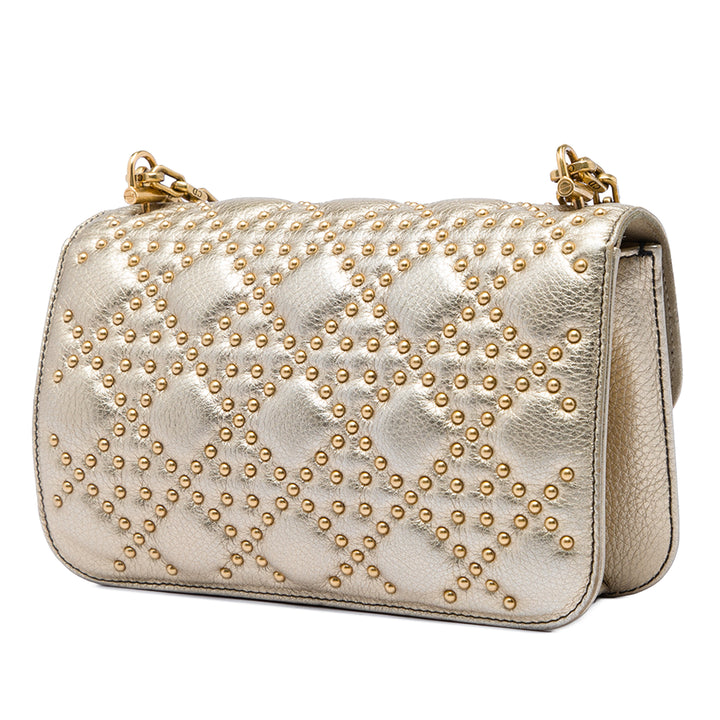 clouté Métallisé DiorAddict Wallet on Chain Cuir d'agneau Doré