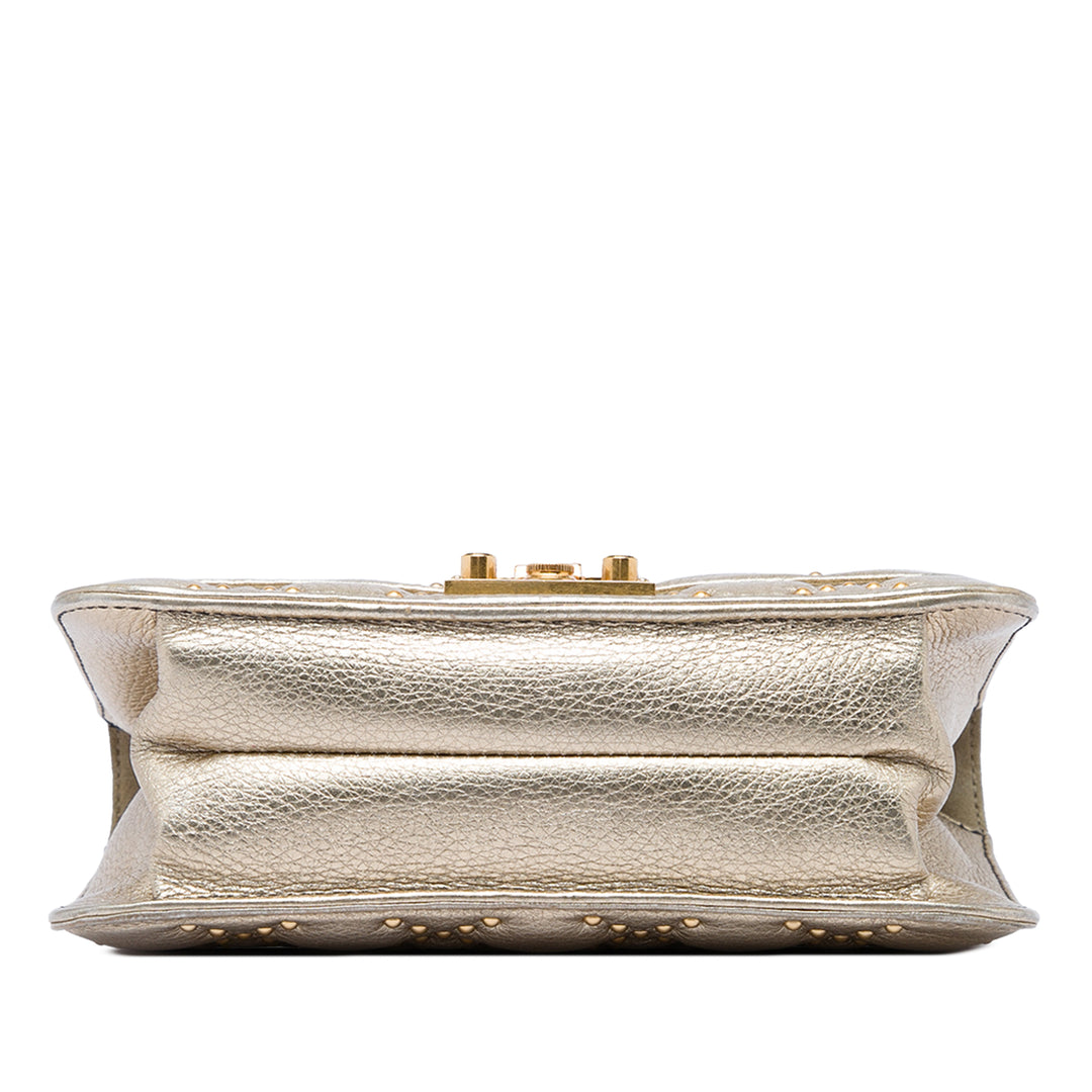clouté Métallisé DiorAddict Wallet on Chain Cuir d'agneau Doré