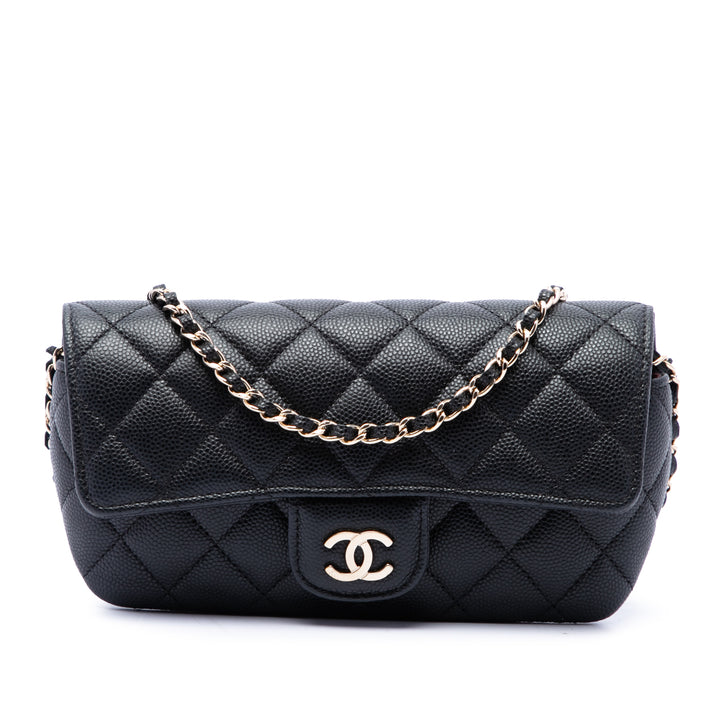 Chanel CC Matelassé Sunglasses Étui avec chaîne Cuir caviar Noir – vue principale – GABY PARIS