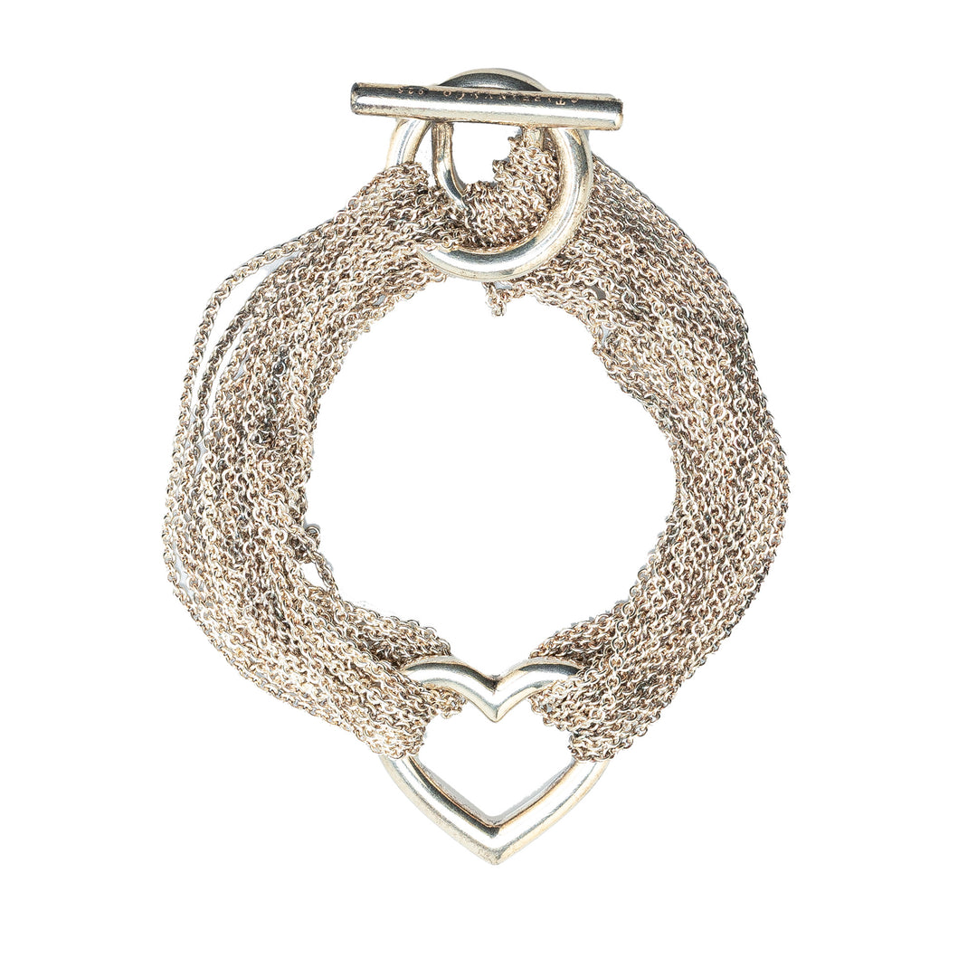 Sterling Silver Heart Mesh Toggle Bracelet Silver - Gaby Paris