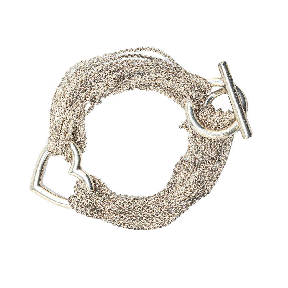 Sterling Silver Heart Mesh Toggle Bracelet Silver - Gaby Paris