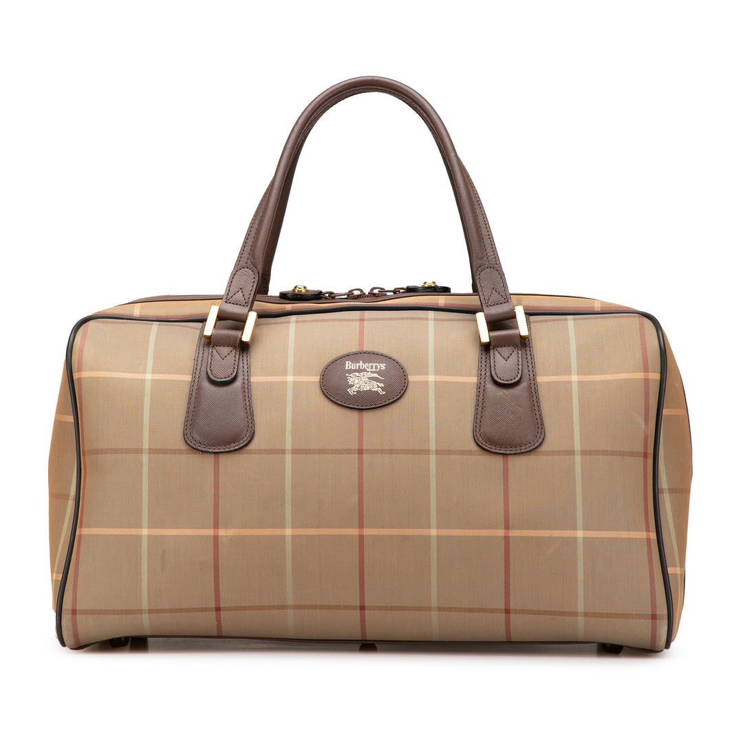 Vintage Check Canvas Travel Bag Brown - Gaby Paris