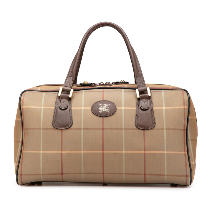 Vintage Check Canvas Travel Bag Brown - Gaby Paris