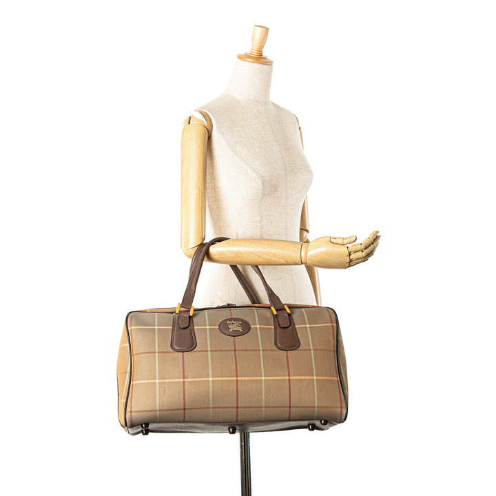 Vintage Check Canvas Travel Bag Brown - Gaby Paris