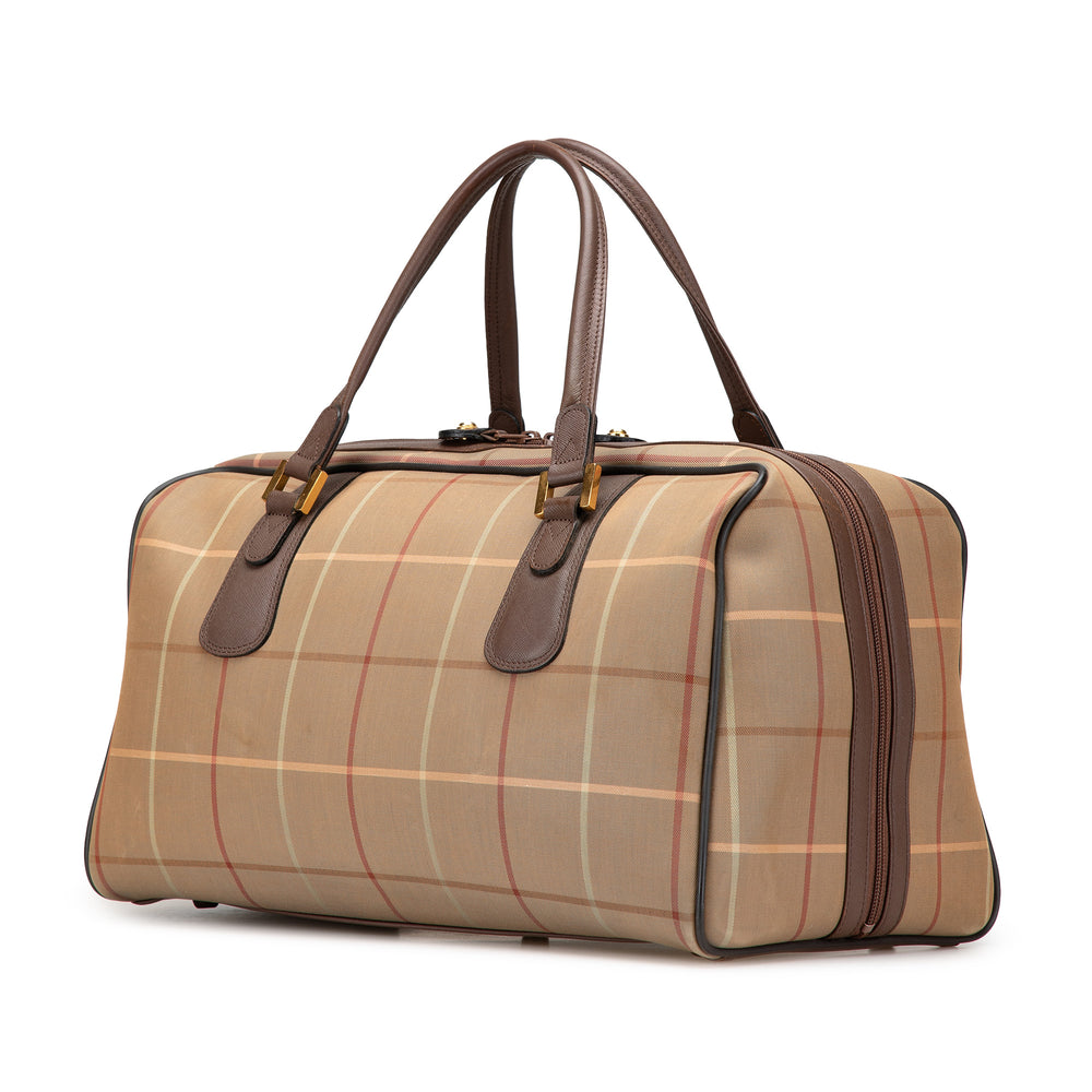 Vintage Check Canvas Travel Bag Brown - Gaby Paris
