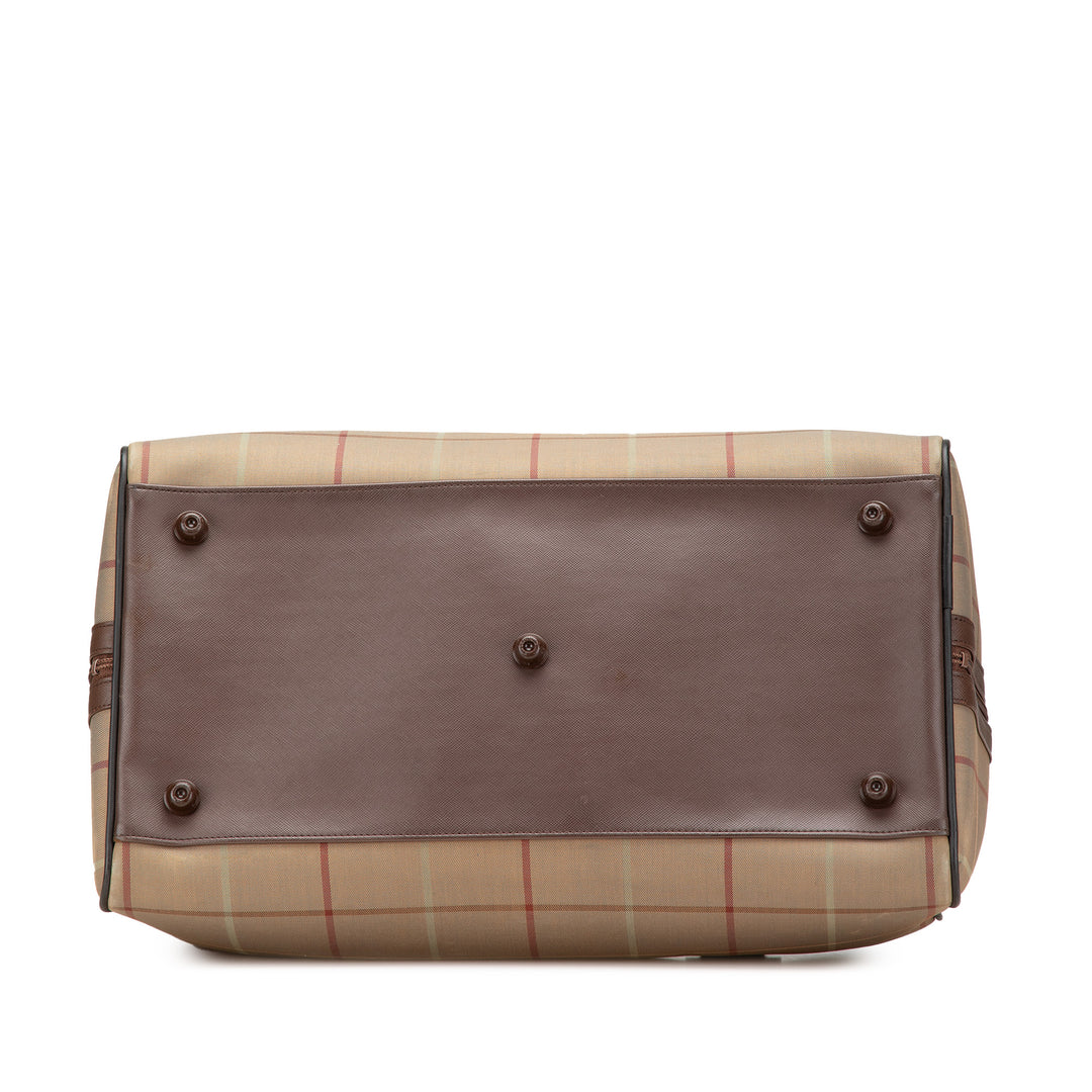 Vintage Check Canvas Travel Bag Brown - Gaby Paris