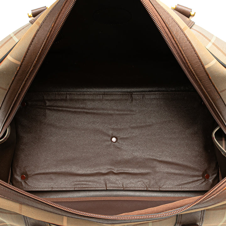 Vintage Check Canvas Travel Bag Brown - Gaby Paris