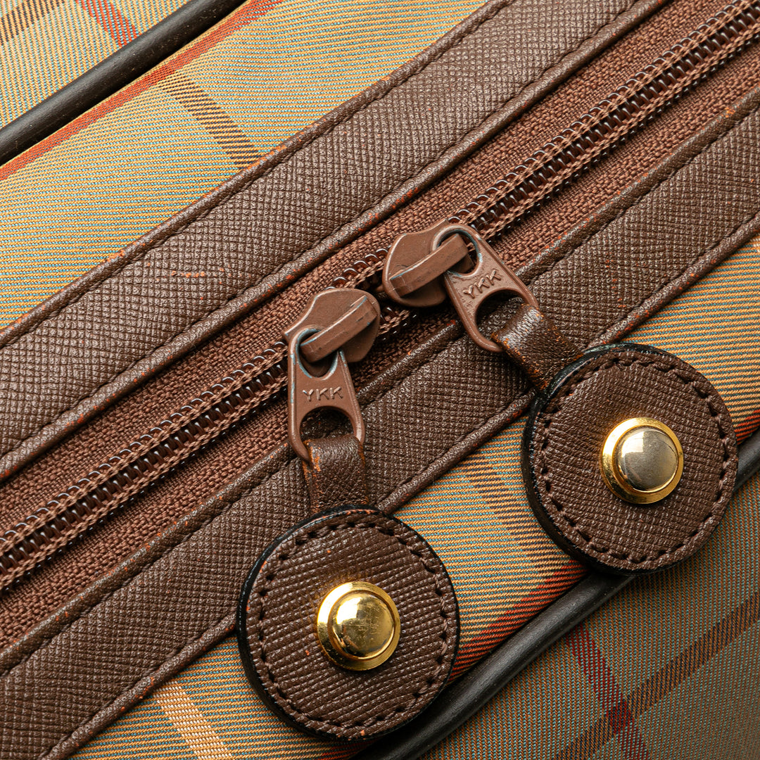 Vintage Check Canvas Travel Bag Brown - Gaby Paris