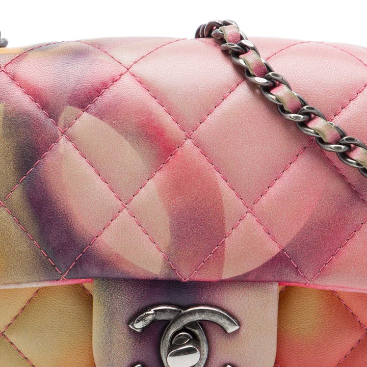 Matelassé Flower Power Rabat simple Extra Mini Cuir d'agneau Rose