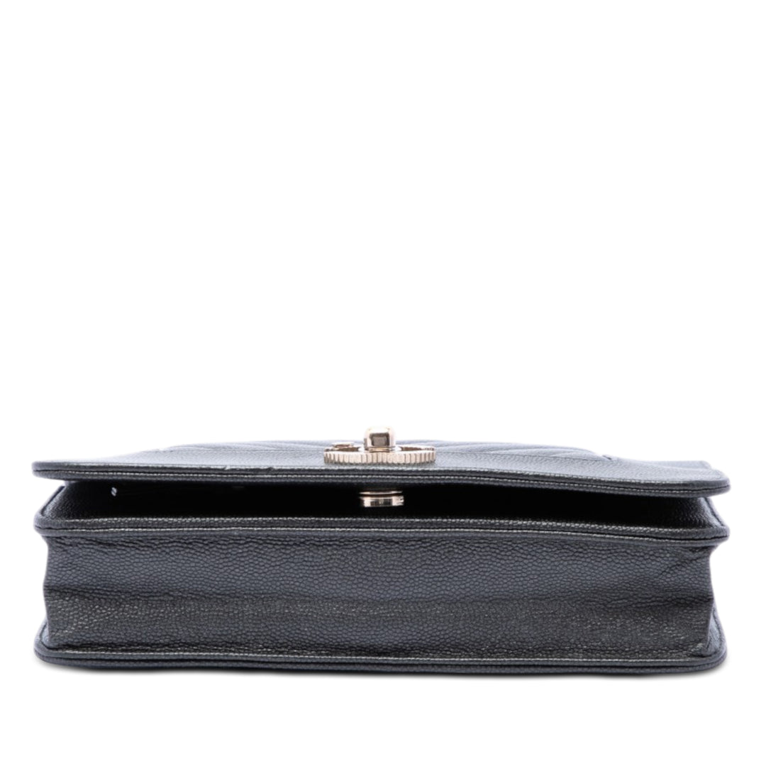 Chevron Mademoiselle Wallet on Chain Cuir caviar Noir