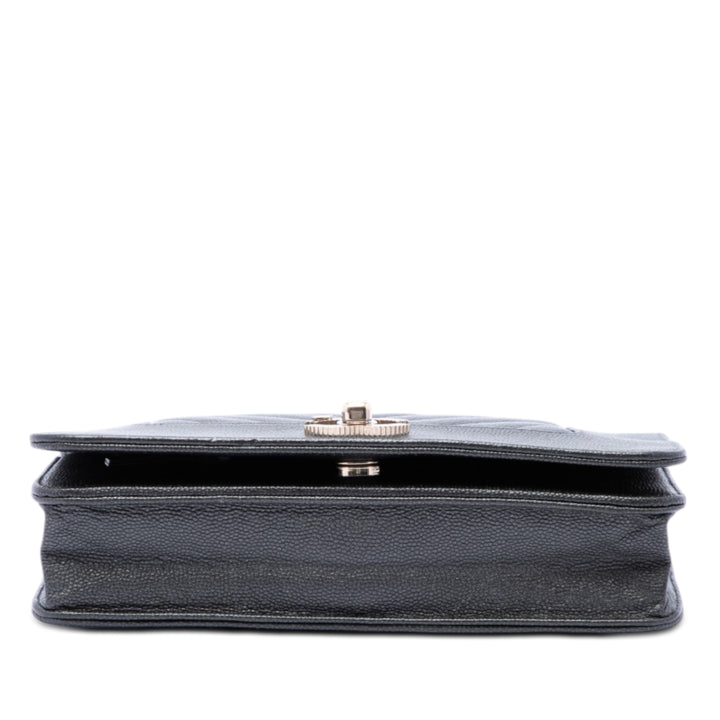 Chevron Mademoiselle Wallet on Chain Cuir caviar Noir