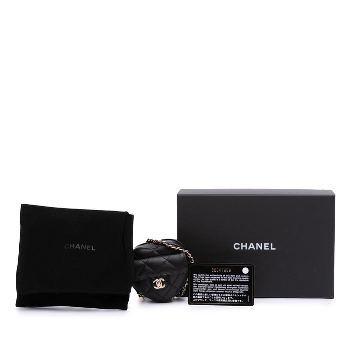 Lambskin CC in Love Heart Necklace Bag Black - Gaby Paris