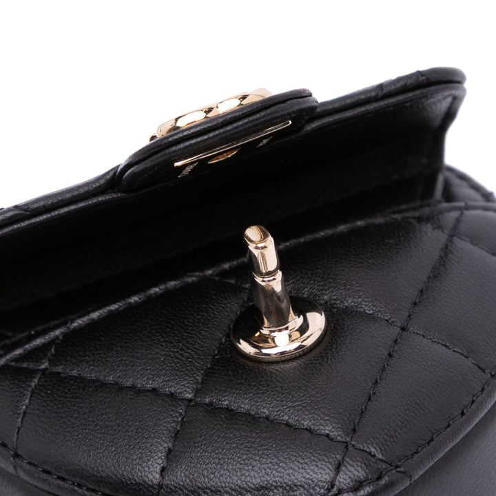 Lambskin CC in Love Heart Necklace Bag Black - Gaby Paris