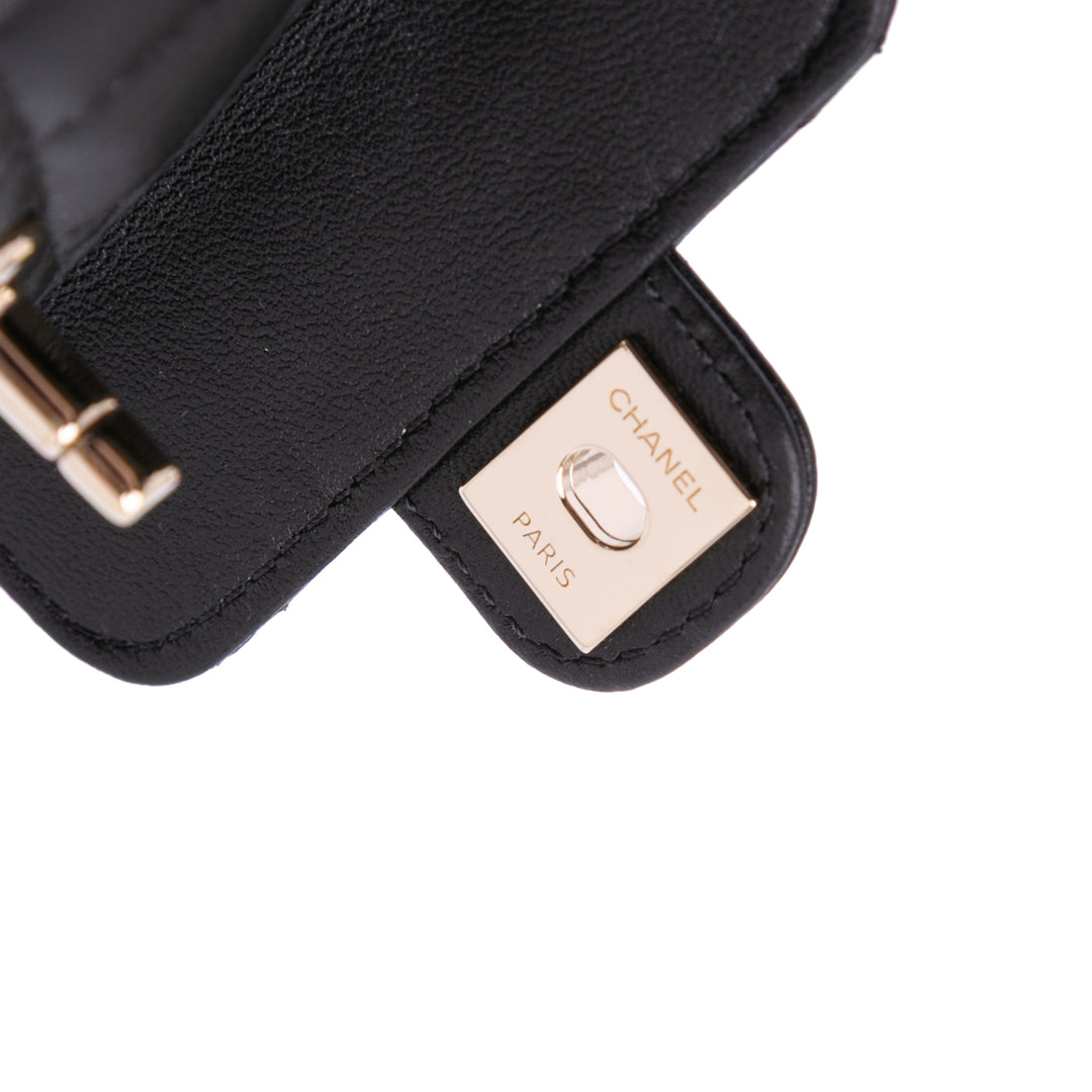 Lambskin CC in Love Heart Necklace Bag Black - Gaby Paris