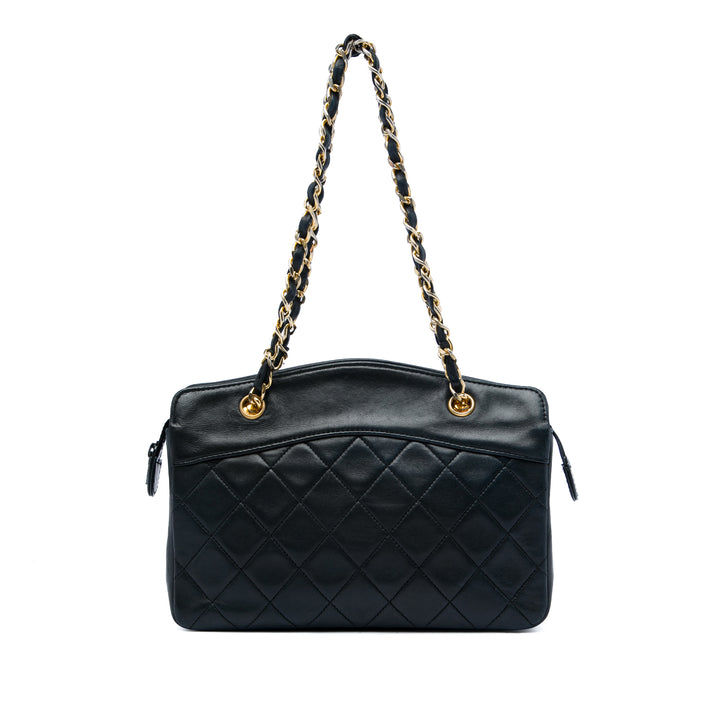 CC Matelassé Zippé Sac Cuir d'agneau Noir