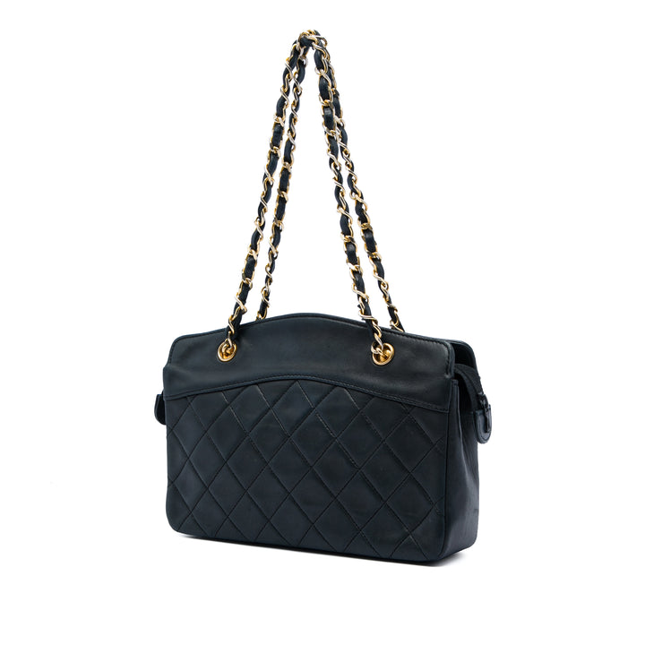 CC Matelassé Zippé Sac Cuir d'agneau Noir