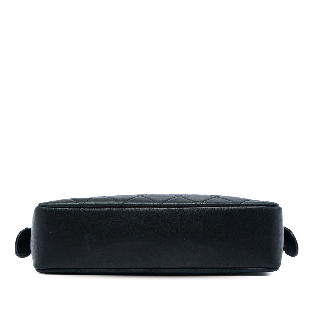 CC Matelassé Zippé Sac Cuir d'agneau Noir