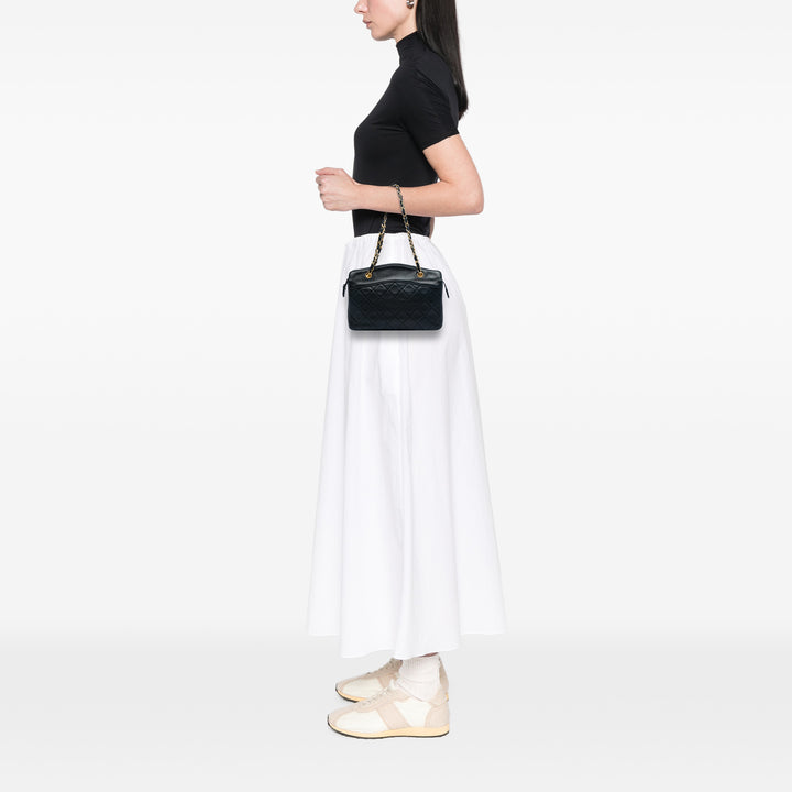CC Matelassé Zippé Sac Cuir d'agneau Noir