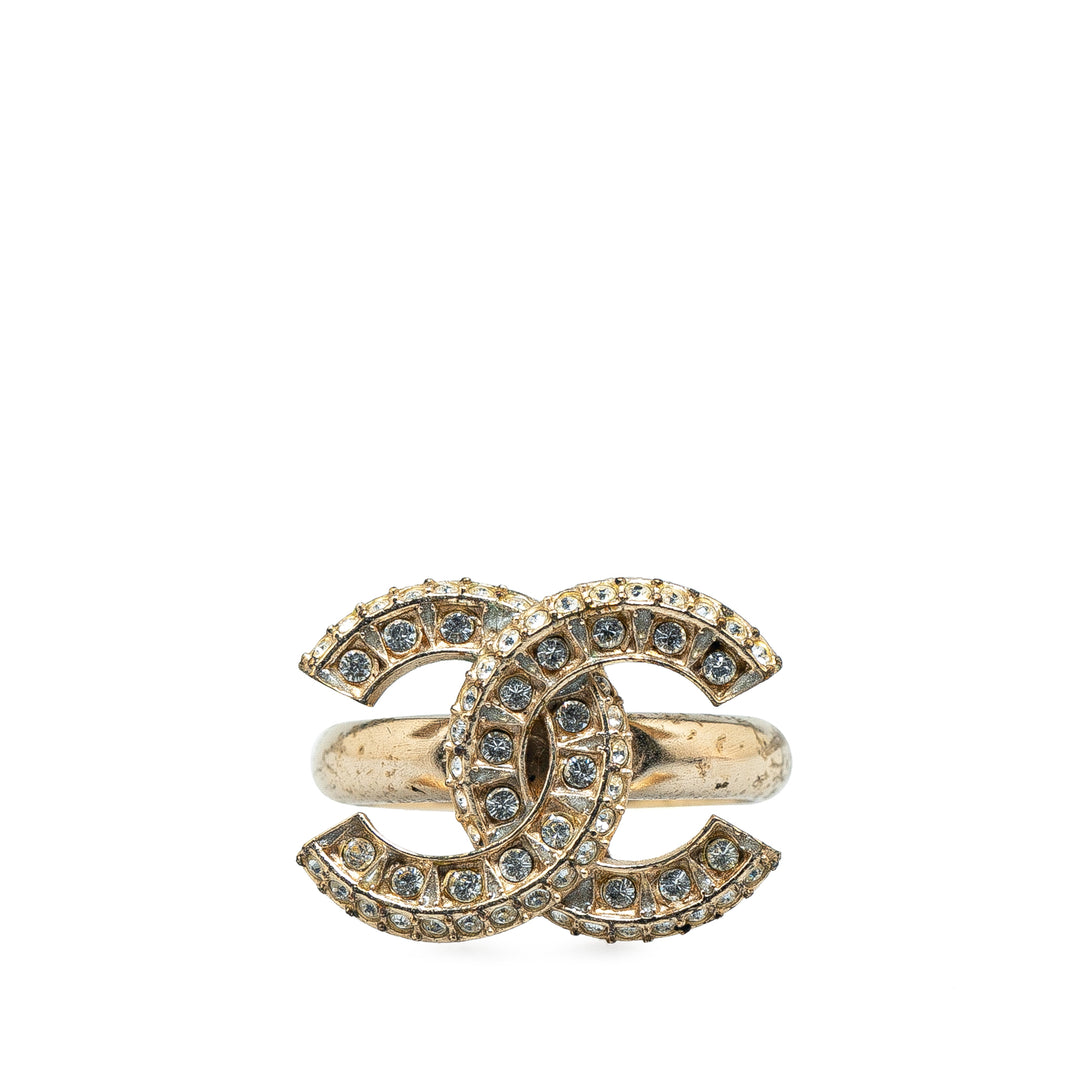 Gold Plated CC Rhinestone Ring Gold - Gaby Paris