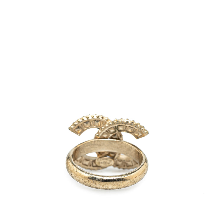 Gold Plated CC Rhinestone Ring Gold - Gaby Paris